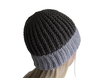 Ribbed Beanie Crochet Pattern – Child to XL Sizes (PDF Pattern)