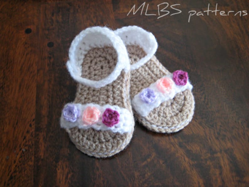 Crochet pattern baby sandals 0-3 months Photo Tutorial US terminology Instant Download Nr.27 image 3