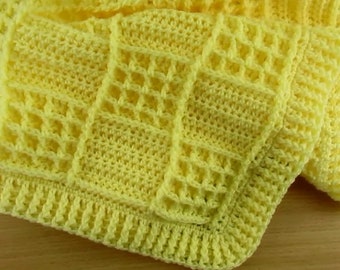 Crochet Easy Waffle Baby Blanket | Instant PDF Download Pattern