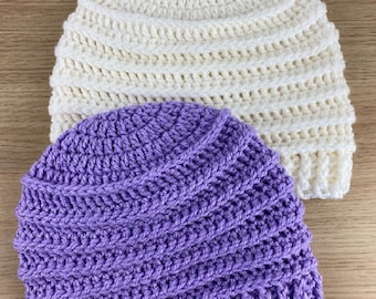 Crochet Ribbed Beanie Pattern, Toddler to Adult Sizes (PDF Pattern)