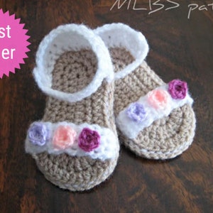 Crochet pattern baby sandals 0-3 months Photo Tutorial US terminology Instant Download Nr.27 image 1