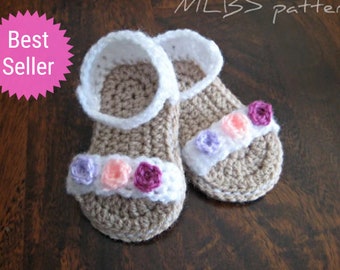 Crochet pattern - baby sandals 0-3 months Photo Tutorial US terminology Instant Download Nr.27