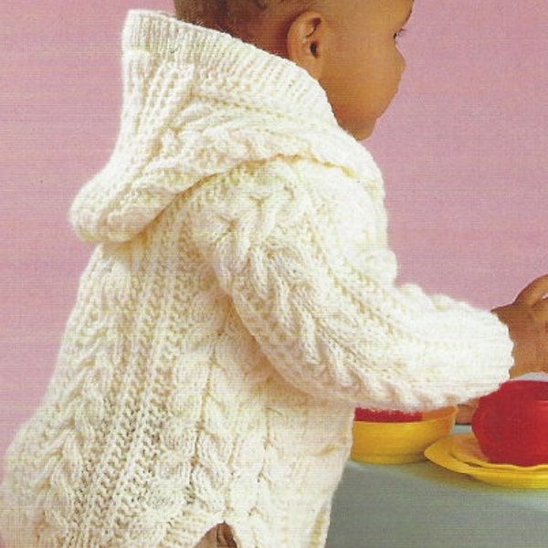Knitting pattern baby aran cardigan Childrens jacket cable 0-8 years PDF Instant Download Nr.187