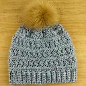 Crochet pattern-Crochet hat-beanie hat pattern-MIA Crochet hat pattern PDF Crochet beanie pom pom hat Toddler, Child, Teen, Adult sizes