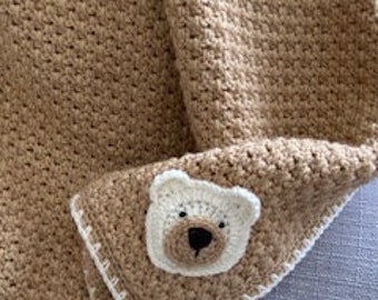 Crochet pattern &quot;Teddy Bear&quot;, Crochet blanket pattern PDF file I instant download crochet baby blanket I Happy crochet club