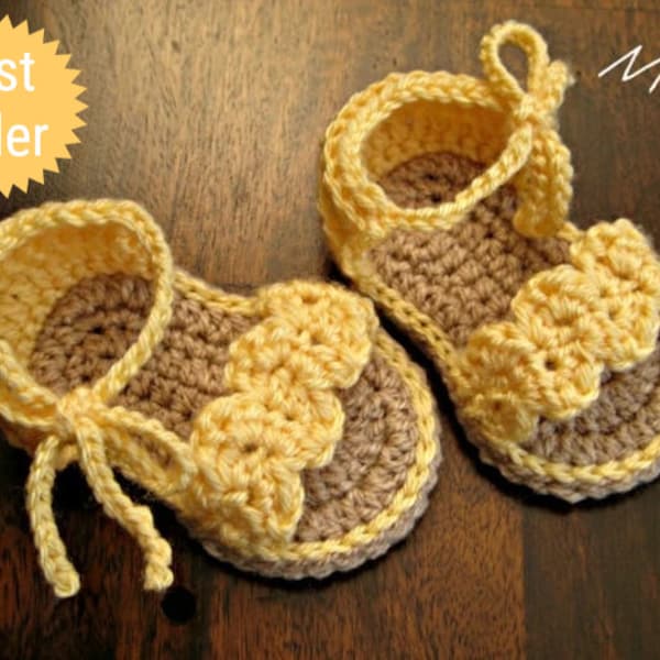 Crochet pattern baby sandals Photo Tutorial US terminology PDF Instant Download Nr.19