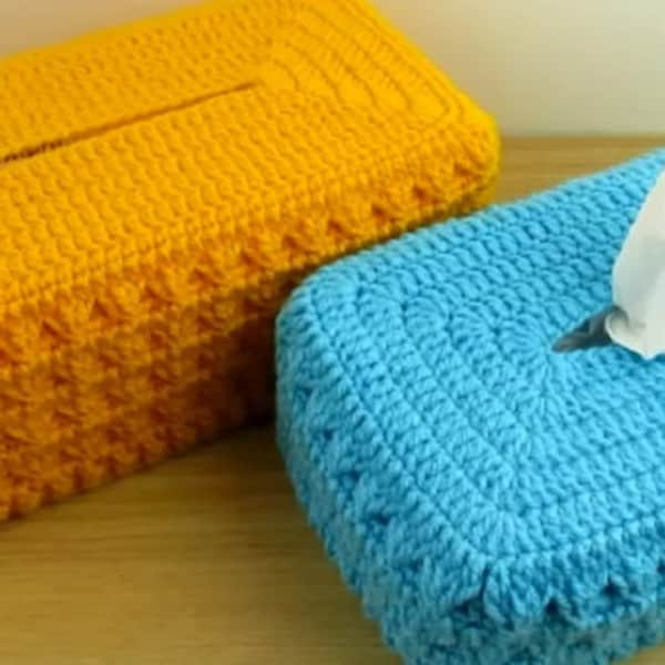 Tissue paper box cover crochet pattern DIY  2 sizes Instant download PDF file Video tutorial included #9 home decor, kitchen decor