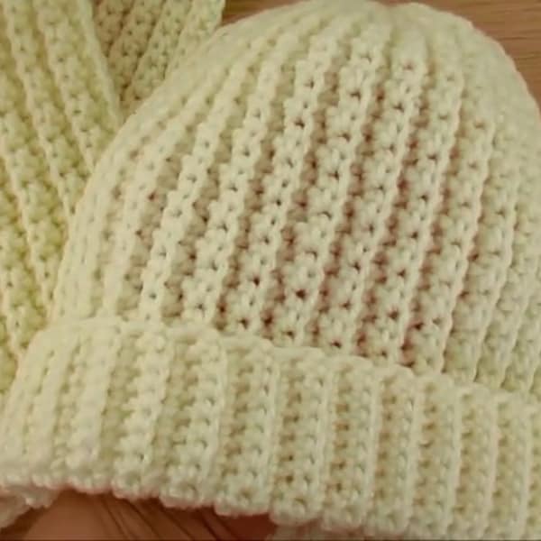 Crochet beanie hat and scarf - pattern PDF instant download- DIY crochet women's hat, ladies hat, crochet scarf pattern,