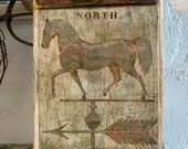 Primitive Horse Weathervane Sign - 15 1 2X9 1 2 Sign - Primitive Sign - Old Wood Sign - Farmhouse Decor - Horse Decor - Folk Art Sign