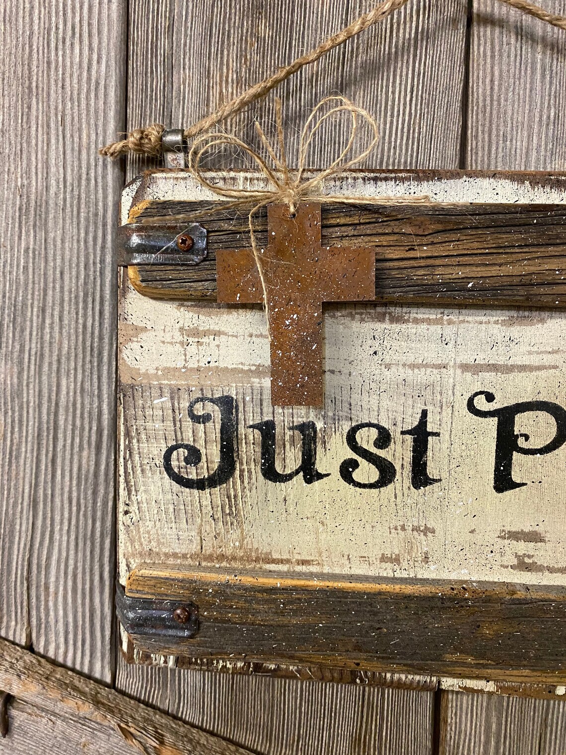 Rustic Handmade Just Pray Wood Signs Primitive Sign Pray Etsy