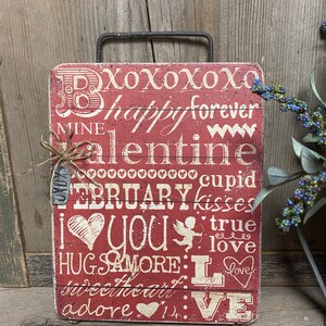 Primitive XOXO Subway Print Sign -5 1/4x7 Sign- Valentines Decor - Love Sign  - Standing Wood Sign -Farmhouse Valentines- Tiered tray sign