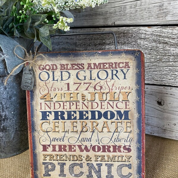 Primitive Patriotic Subway Print Standing Sign-5x7 or 8x10 wood sign- 4th of July sign-Americana sign-1776 Decor-Old Glory Sign