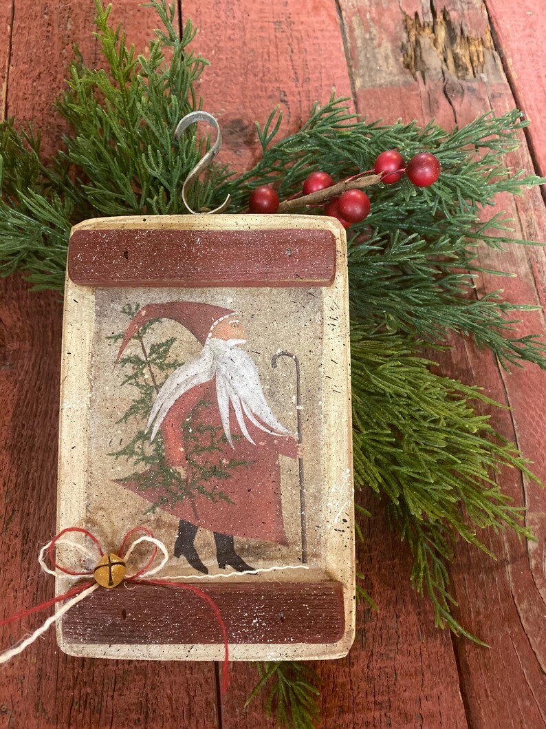Recycled christmas card house ornaments – allcrafts free crafts update Primitive Santa Sign Ornaments 4x6 Wood Santa Sign | Etsy