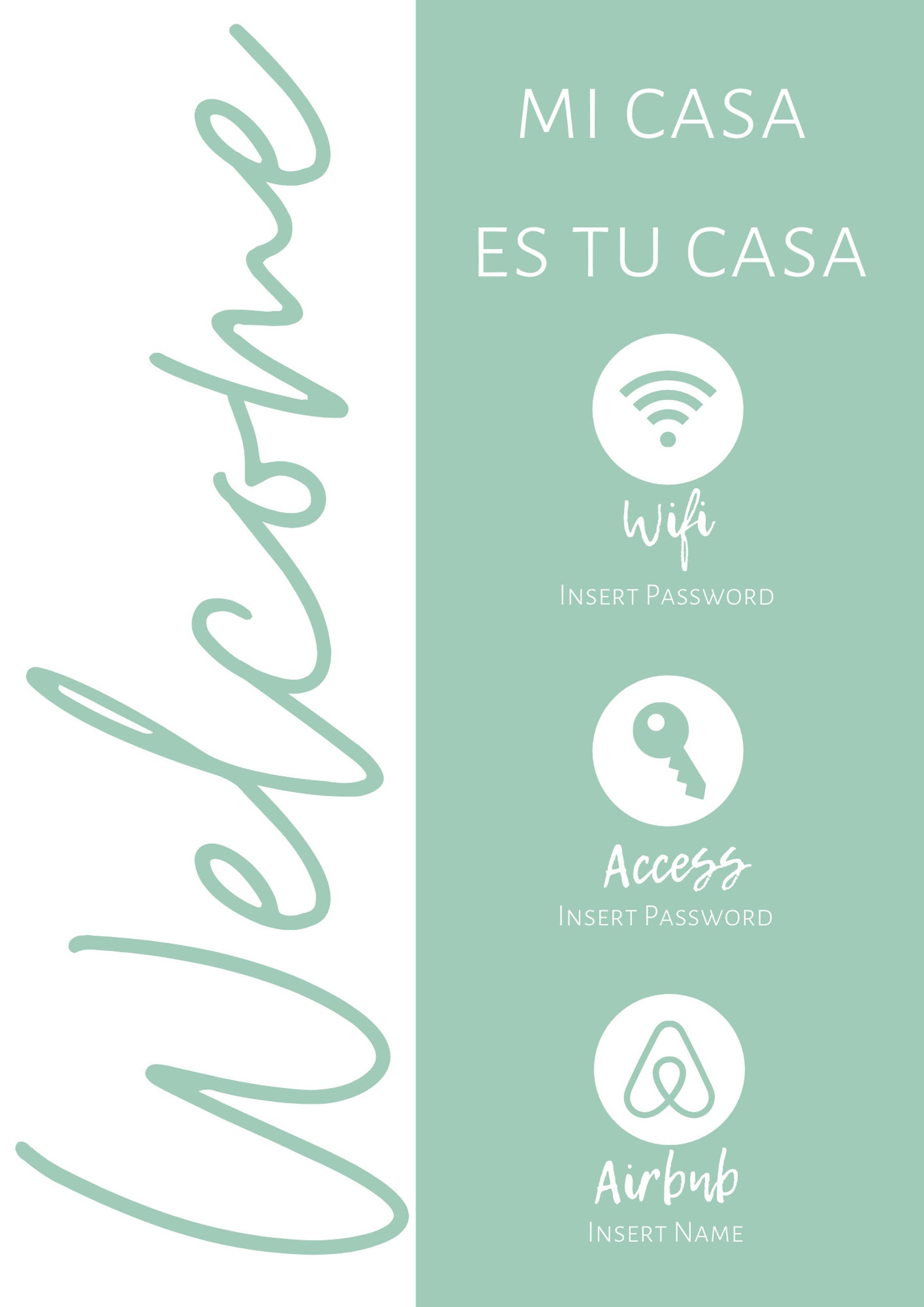 AIRBNB INSTRUCTION SIGNS Wifi Password Sign No Etsy España