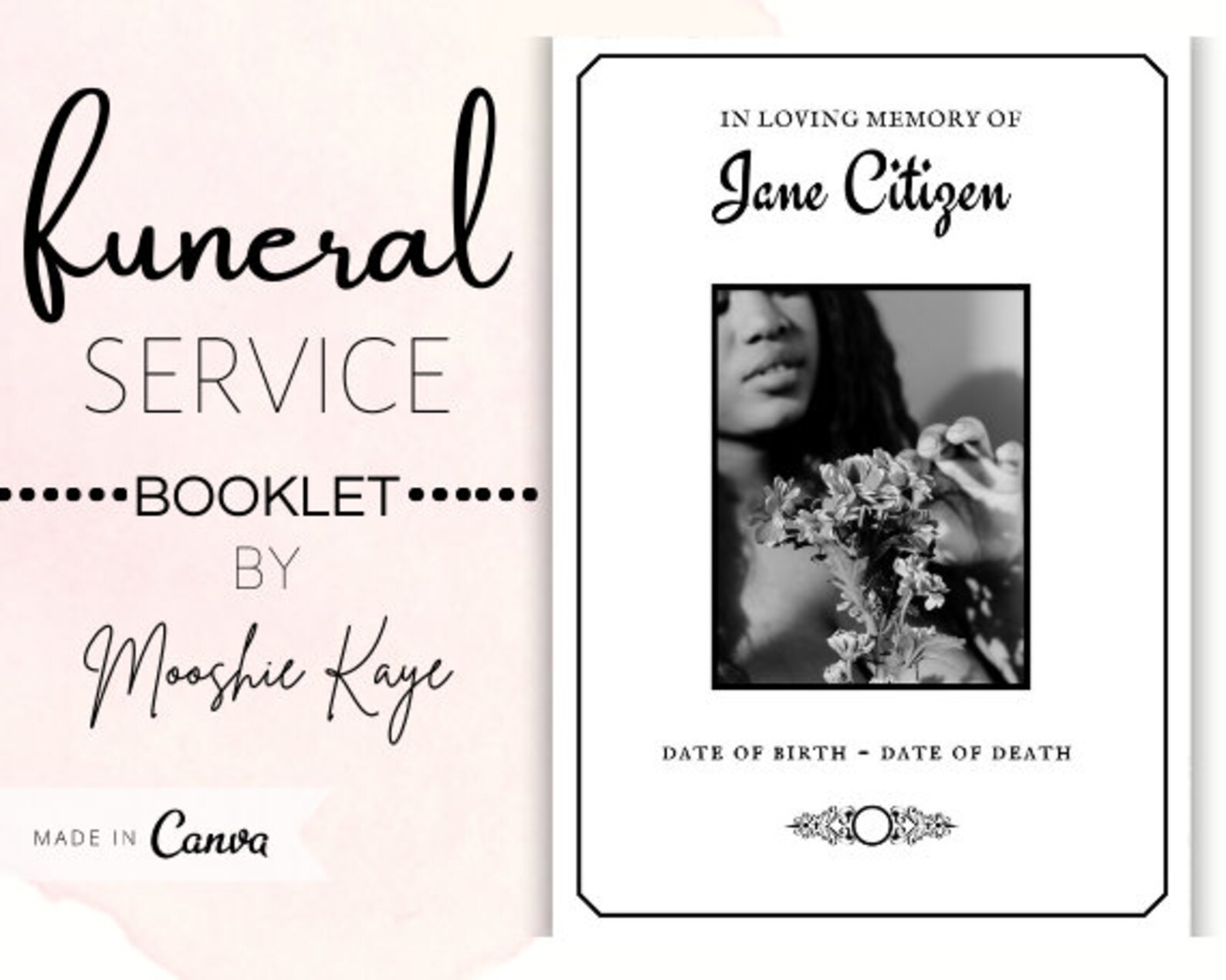 FUNERAL BOOKLET Minimalistic Funeral Pamphlet Booklet Etsy Australia