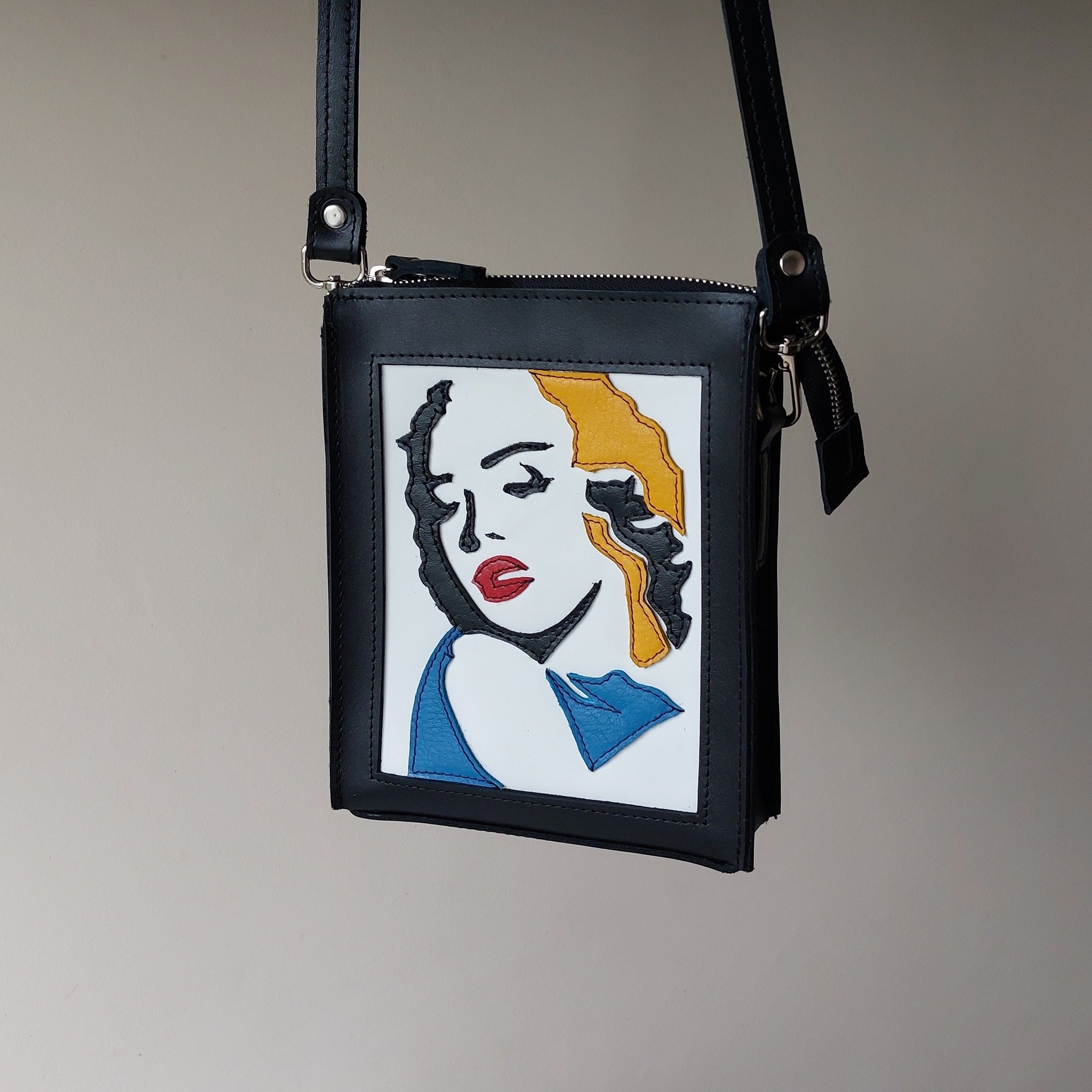 Marilyn Monroe Applique Leather Crossbody Bag