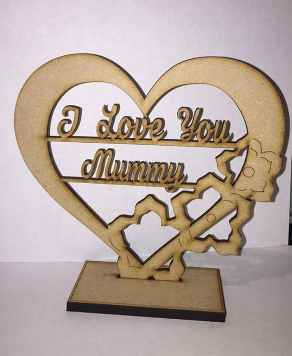I Love You Mum Wooden Gift Heart