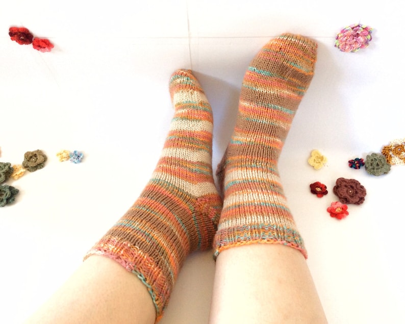Orange mix Knitted Vegan Socks,