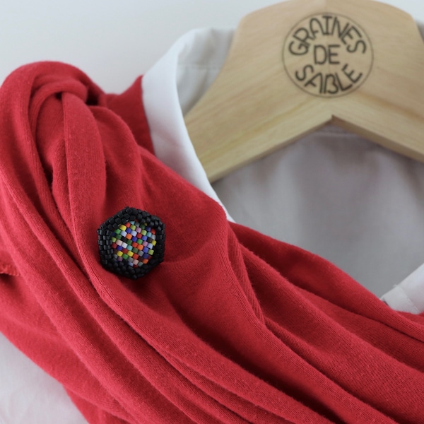 Epingle à foulard - Epingle de boutonnière - Bijou géométrique - Broche en perles de rocaille - Bijou de mariage - Cadeau pour elle ou lui