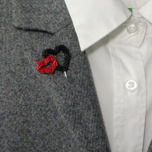 Double heart shawl pin - Lapel pin  - Groomsmen boutonniere pin - Lapel brooch - Wedding lapel pin - Wedding jewelry - Gift for her or him