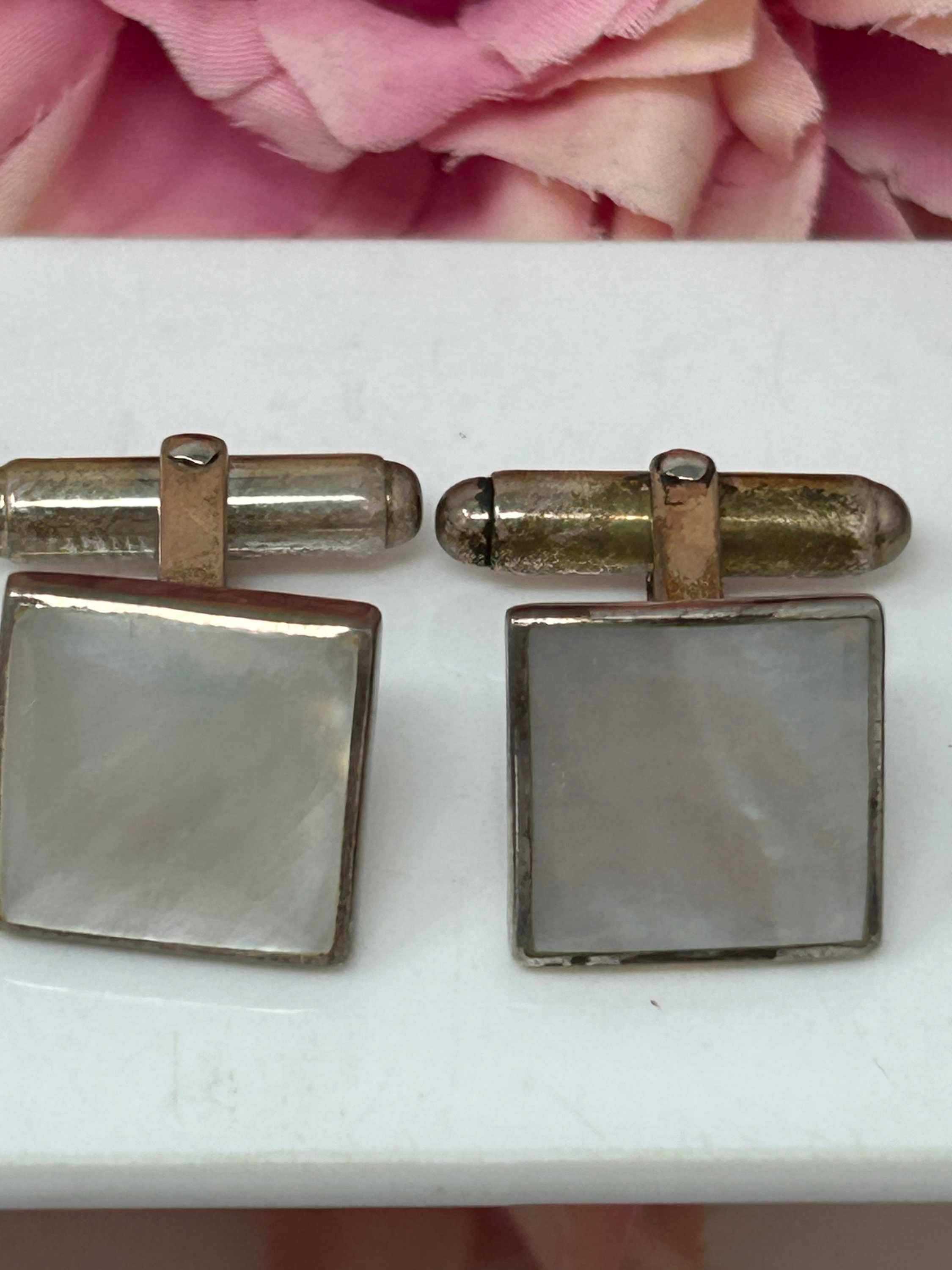 Boutons De Manchette Vintage - Argent Et Perles De Culture - Modèle 9816 - Occasion En Bon état
