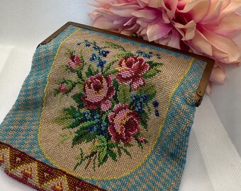 Borsa da sera vittoriana con perline: borsa vintage floreale.