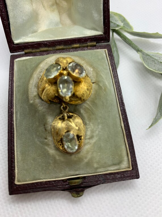 Aquamarine Brooch. Gold Foil Back Antique Aquamari