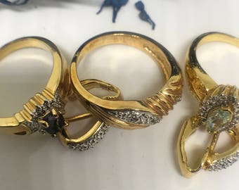 Avon Vintage Rings and Earrings - Avon 1980 Jewellery Rings featuring Topaz, Sapphire, Diamantés and Matching Earrings.