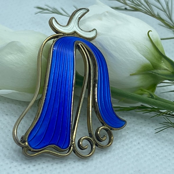 Aksel Holmsen Blue Enamel Silver Vintage Pin Brooch. Norwegian Enamel Brooch,