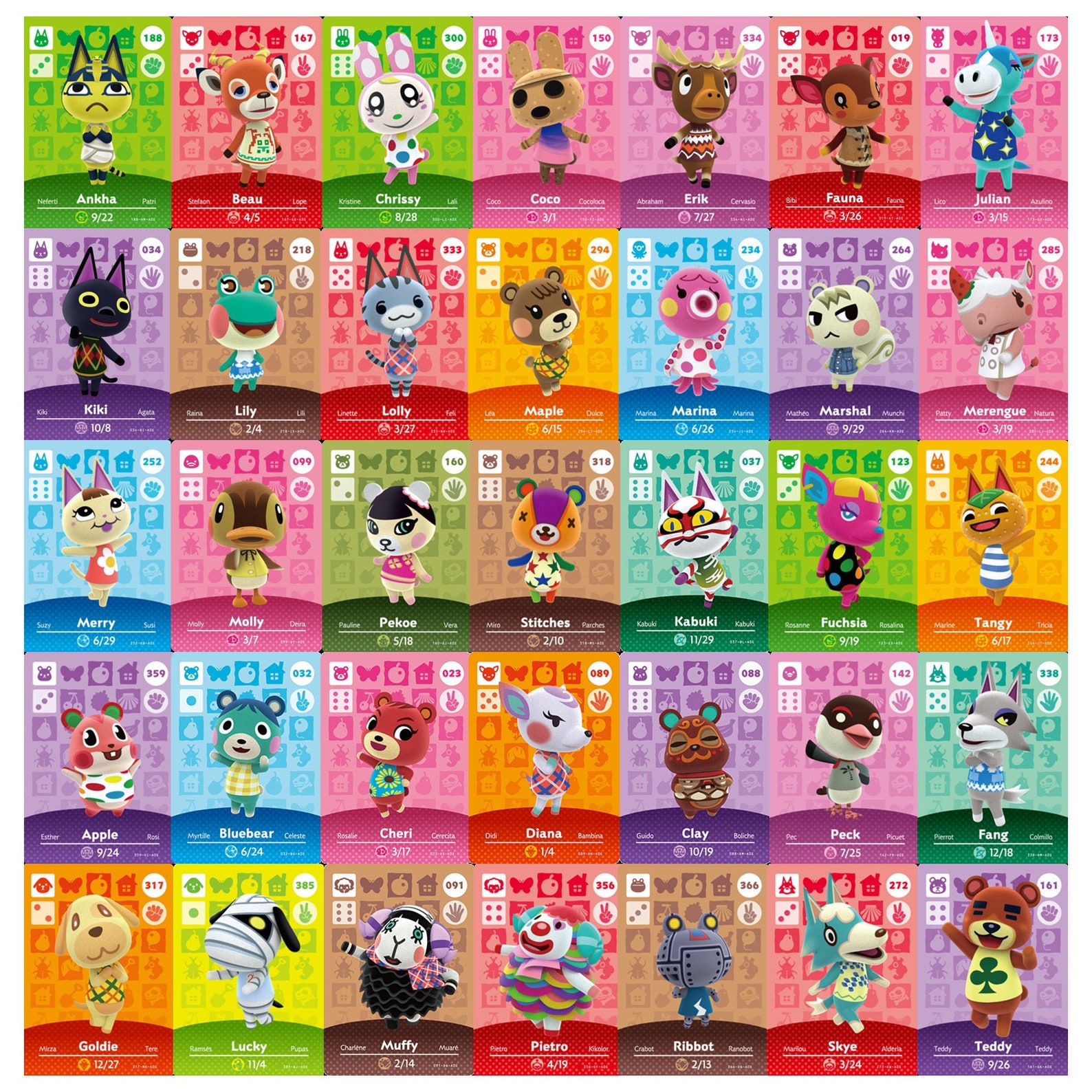 Animal Crossing Amiibo Cards All Villagers Available set of Etsy