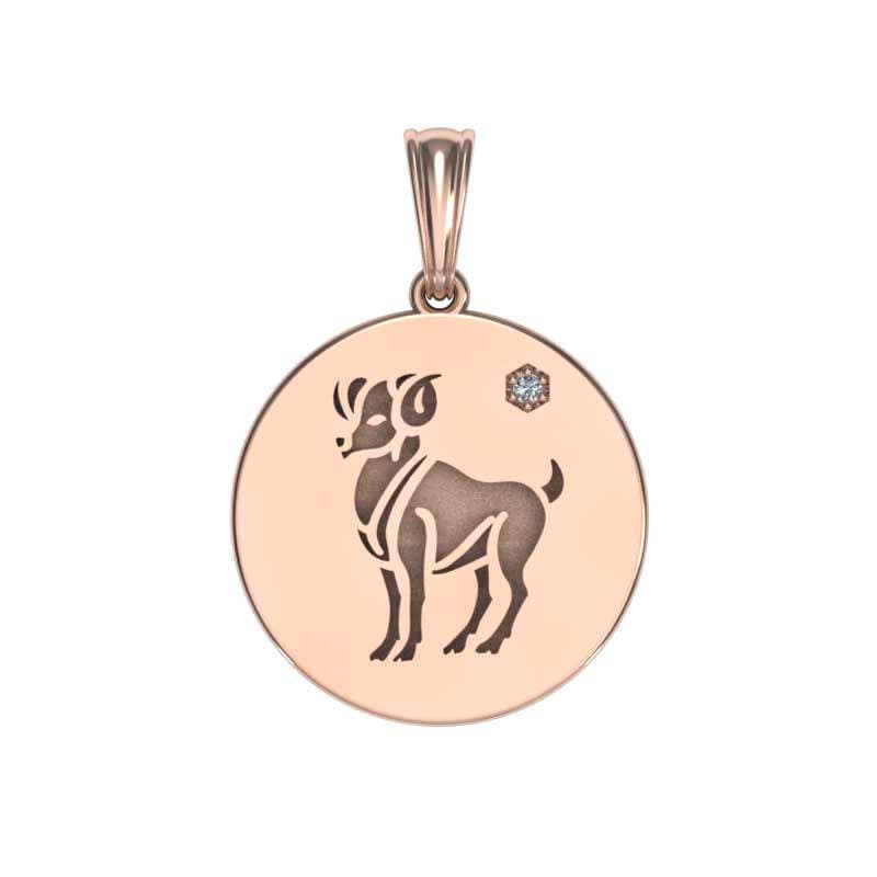 Aries Pendant 14 mm Jewels Obsession Solid 14K Rose Gold Zodiac Aries Pendant 14 mm Jewels Obsession Solid 14K Rose Gold Zodiac