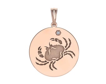 Cancer Necklace, Zodiac Jewelry, Zodiac Necklace, Gold Necklace, Rose Gold Jewelry, White Gold Necklace, Solid Gold Zodiac Necklace