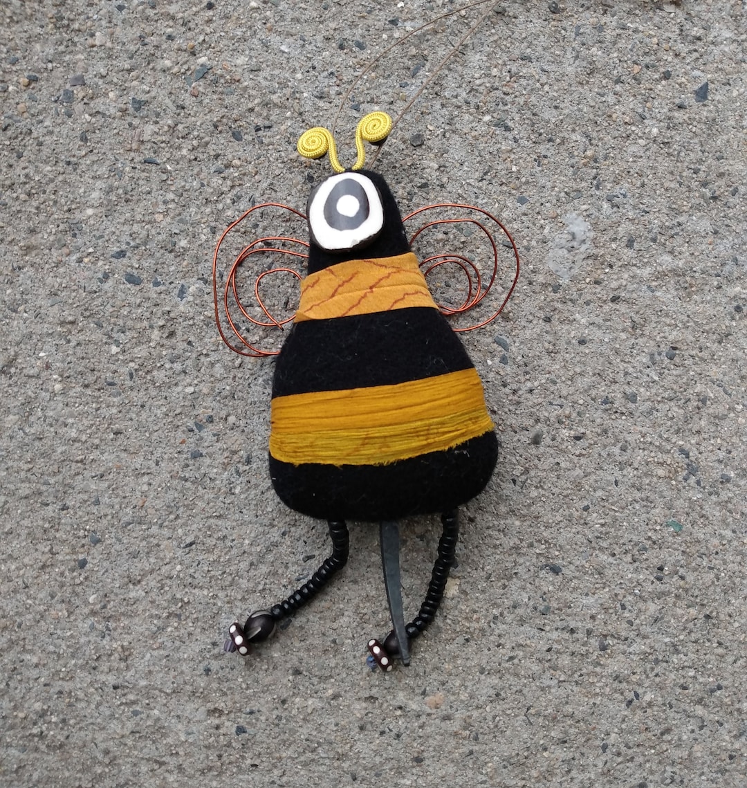 Bumble Bee Art Quirky Fiber Bee Art Etsy