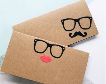Naamkaartjes voor meneer en mevrouw| Hipsterbril | Plaatskaarten voor bruiloften | Nerdy-chic | Tafelnaamkaartjes