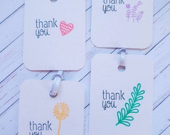 Handgemaakte bedankkaartjes | Glanzend karton, bloemenaccenten | Pak van 8 inch