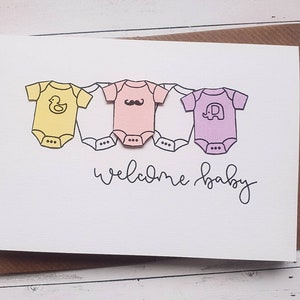 Tarjeta de bebé de bienvenida / Felicidades por sus tarjetas de bebé / Bebé ducha deseos A6 tarjeta hecha a mano