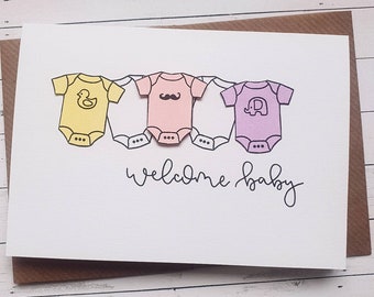 Welkomstkaart voor baby's | Handgemaakt onesieontwerp, babyshower