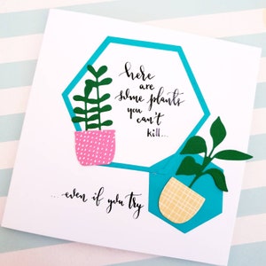Nouvelle carte de voeux maison | Les plantes qui ne mourra pas | Félicitations | Cartes de plante avec calligraphie