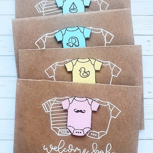 Felicidades tarjetas de bebé / Kraft bebé ducha deseos / hecho a mano A7 tarjetas de bebé / bebé tarjeta de anuncio / bebé gracias tarjeta