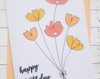Boeket bloemen | Happy Birthday Card | Handgemaakte en reliëfkaart