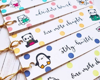 Handgemaakte dieren bladwijzerset | Kalligrafie, gouden kwastjes