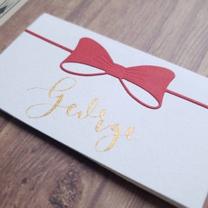 Carte Pretty Bow Place Schede nome Calligrafia fatta a mano Statinery di nozze
