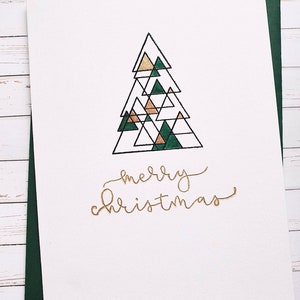 Paquete de tarjetas de Navidad hecho a mano / Tarjetas de deseos de Feliz Navidad / Paquete de tarjetas de Navidad abstractas / Juego de 4 cartas