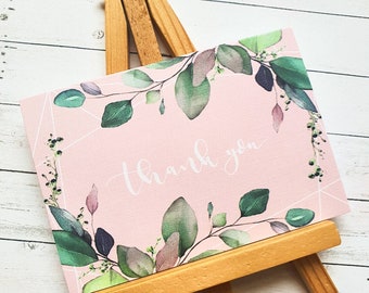 Bedankkaarten met bloemenkalligrafie | A7-briefpapierset