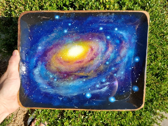 nebula ring dish Space Art wood dish Milky Way Galaxy Trinket Dish acacia wood resin celestial cosmic Galaxy Art ring holder