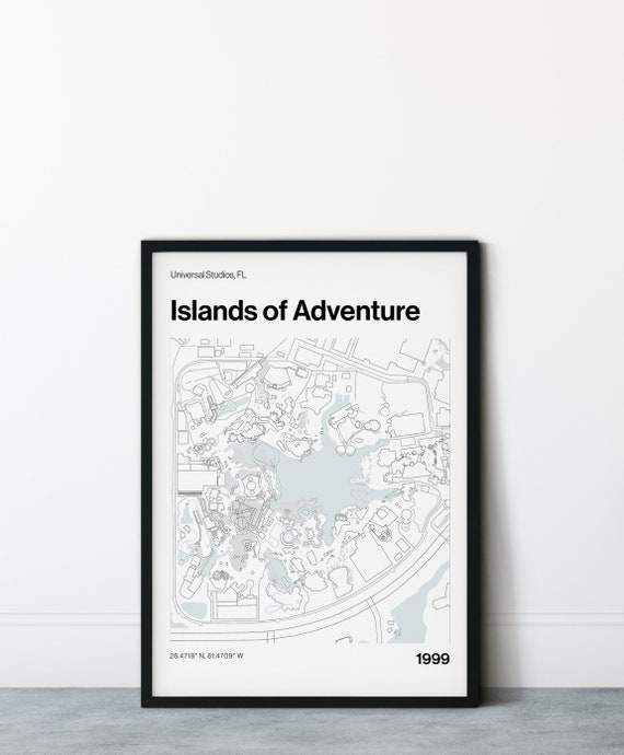 Islands of Adventure Map Print Universal Studios Wall Art Etsy