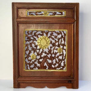 Antique Wooden Window 向阳花开 Chinese Sunflower Pattern Antique 1930s Handmade Wood Furniture Home Decor Wall Hanging