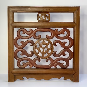 Oriental LONGEVITY DRAGON Totem 草龙捧寿 ONE Antique Chinese Wooden Window Late Qing Dynasty Hand Made Wood Ornament Home Decor