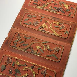 Job Lot of FOUR Antique Chinese Wood Carvings Furniture Wooden Panels Home Decor Engraved Birds and Flowers Wood Wall Art