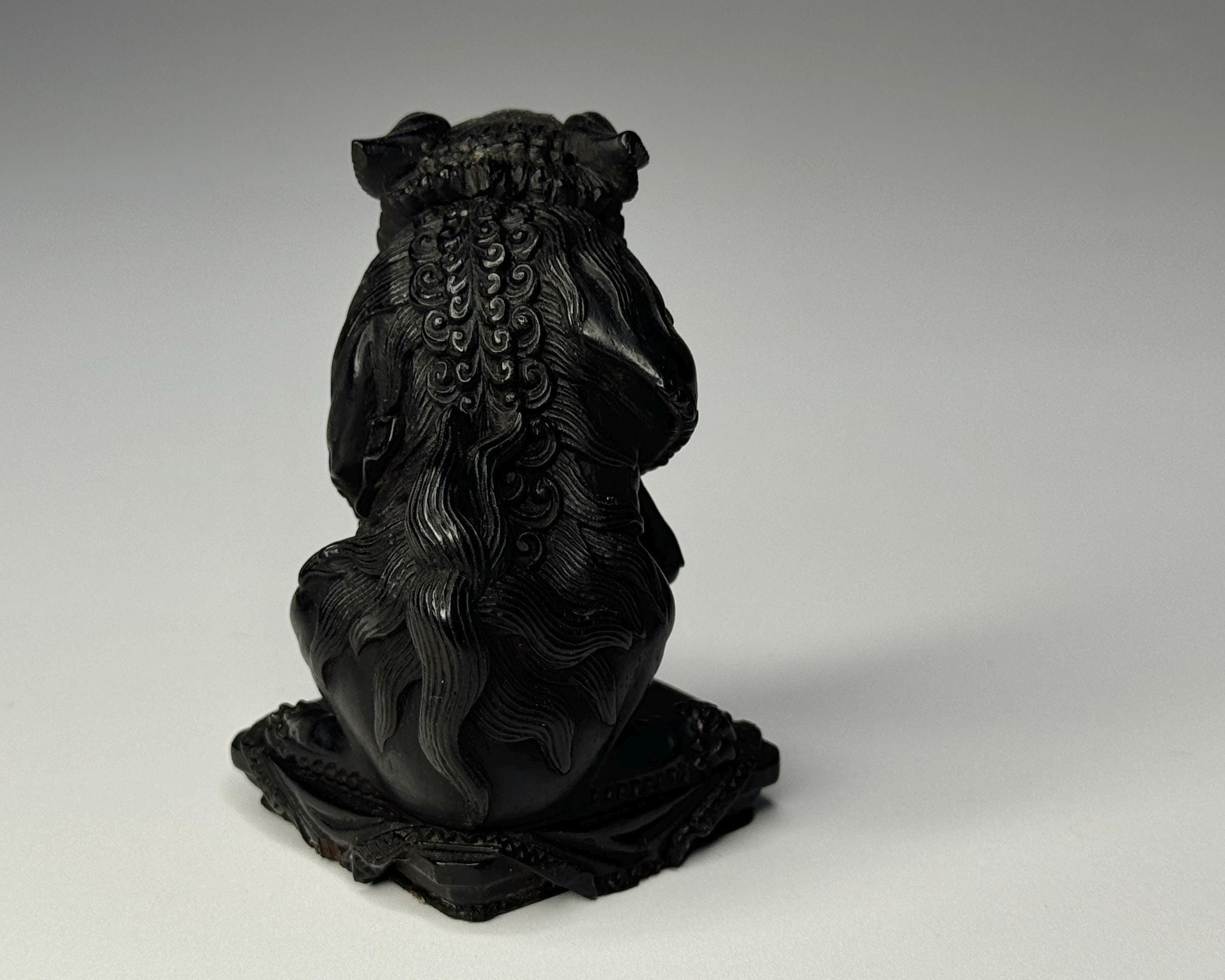 清末 中国古玩 黒檀 熊彫刻｜100年以上前 書斎飾り 清末 中国古玩 黒檀 熊彫刻｜100年以上前 書斎飾り 【公式通販】